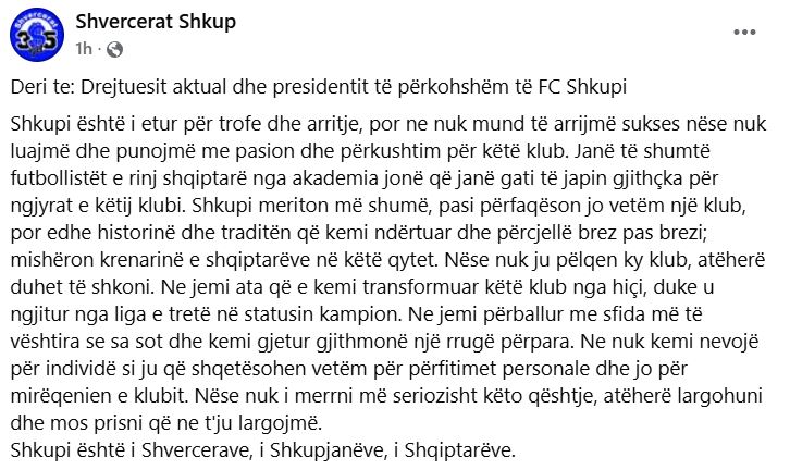 “Shvercerat” drejtuar presidentit të FC Shkupit: Largohuni dhe mos prisni që ne t’ju largojmë!