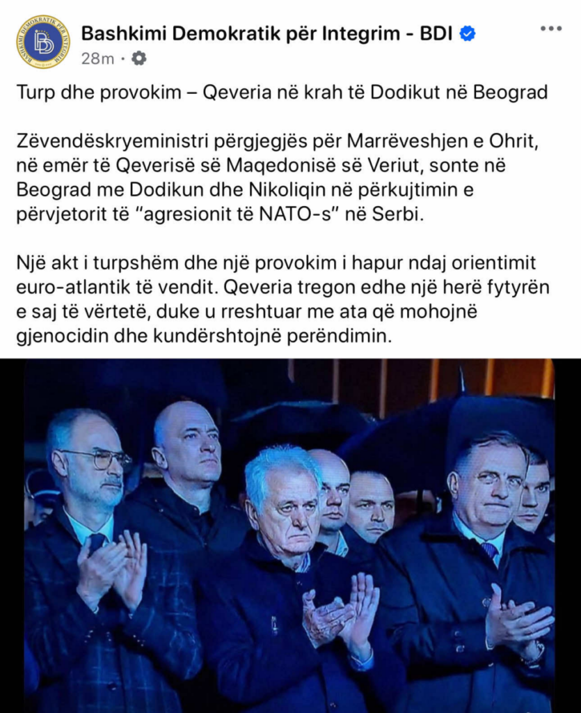 Reagon BDI: Stoilkoviç, si zv/km i Qeverisë në përkujtimin e përvjetorit te “agresionit të NATO-s” në Serbi!