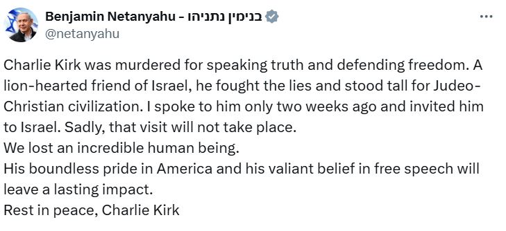 “Një mik zemërluan i Izraelit që fliste të vërtetën”, Netanyahu reagon pas vrasjes së Kirkut