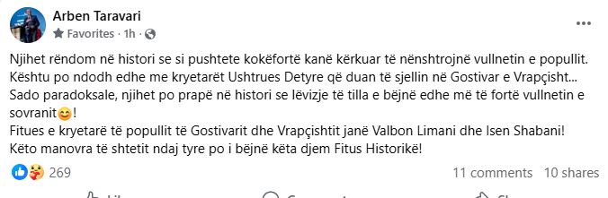 Emërimi nga qeveria i u.d. së kryetarit në Gostivar dhe Vraçishtë, Taravari: Kryetarë të popullit janë Limani dhe Shabani