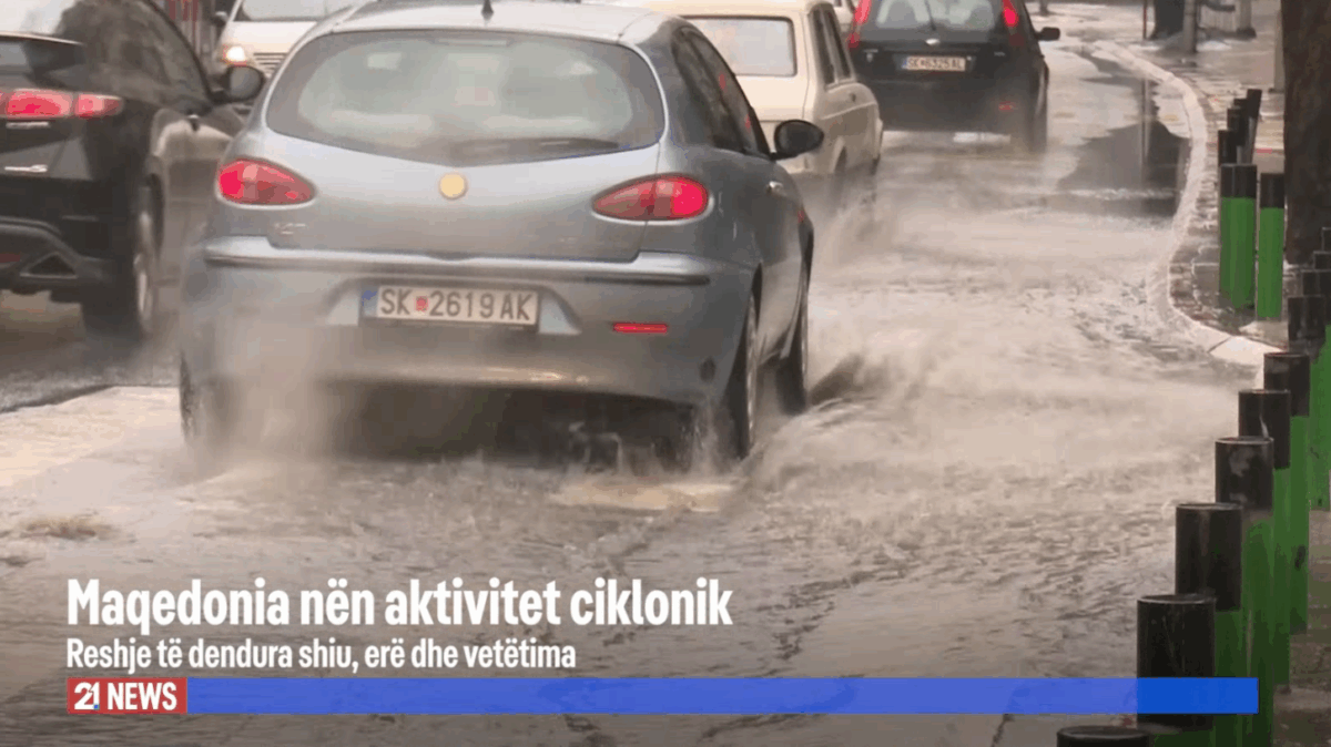 Maqedonia nën aktivitet ciklonik  Reshje të dendura shiu  erë dhe vetëtima