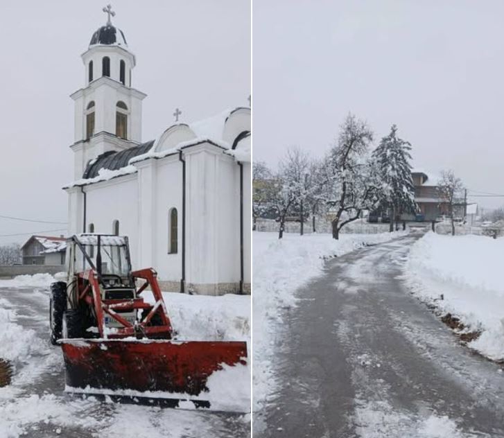 Gjest i bukur në BeH  një myslimani pastron rrugën dhe hyrjen e kishës për festën e Krishtlindjes