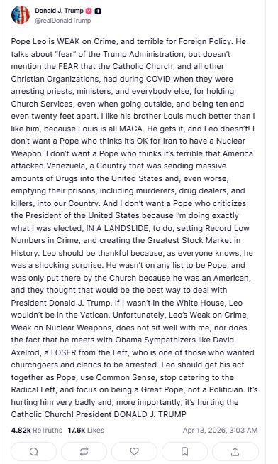 Trump sulmon Papën dhe portretizoi veten e tij si Jezusi : Nëse unë nuk do të isha në Shtëpinë e Bardhë, ai nuk do të ishte në Vatikan