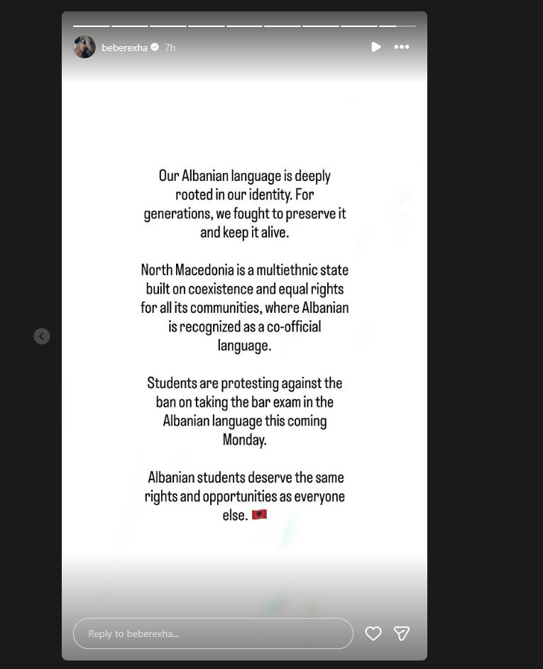 Bebe Rexha në mbështetje të studentëve shqiptarë në Maqedoninë e Veriut: Për gjenerata me radhë kemi luftuar për ta mbajtur gjallë gjuhën