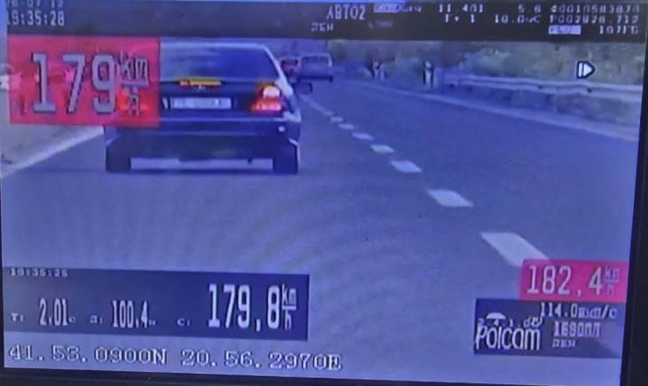 Shoferi u arrestua  automjeti iu konfiskua  U kap duke vozitur 179 km h në rrugën Tetovë Gostivar
