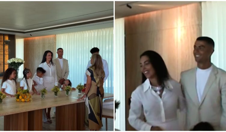Ceremoni private në dhomën e ndenjes  Pamjet e para nga dasma e Cristiano Ronaldos dhe Georginës  VIDEO 