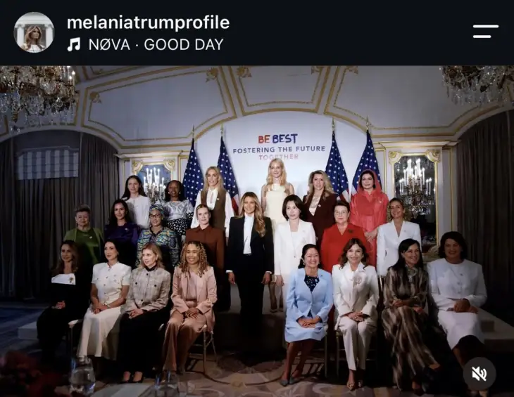 Bashkëshortja e kryeministrit  Rozi Mickoska në pritjen te zonja e parë e SHBA së  Melania Trump