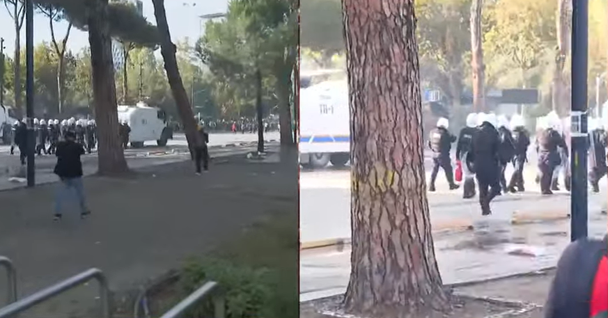Tiranë  protesta zhvendoset para kryeministrisë  Protestuesit hedhin gurë drejtë efektivëve të policisë